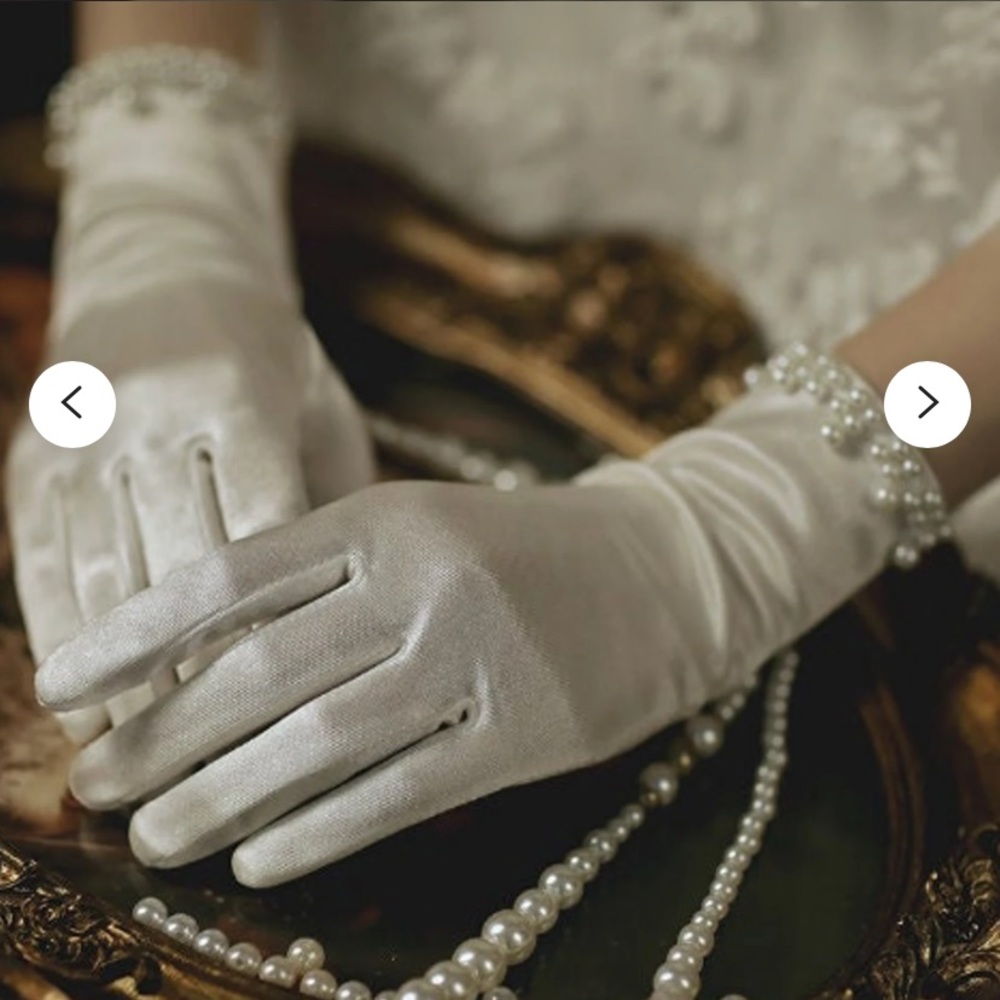 White satin gloves